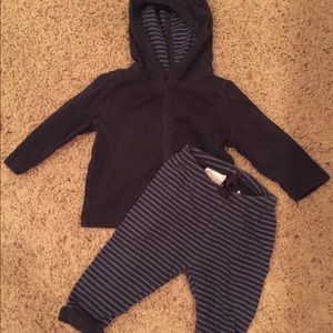 Navy and blue striped hoodie and pants